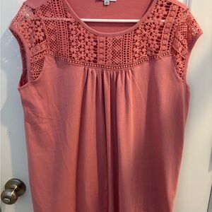 White Birch Coral Lace Detail Blouse